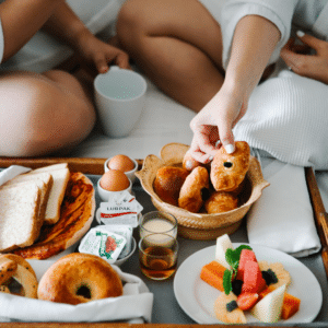 romantic breakfast in bed