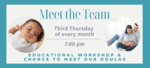 Invitation for the monthly Meet the Team Event. Every Third Thursday of the month at 7PM. Click the graphic to register for the online event through zoom.